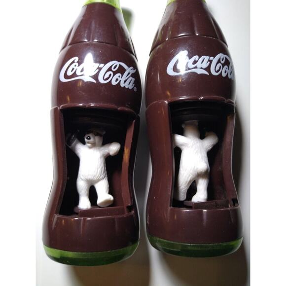 Lot 2 Vintage Coca-Cola Burger King Bottle Spinning Dancing POLAR BEAR Toy Coke - Picture 2 of 10